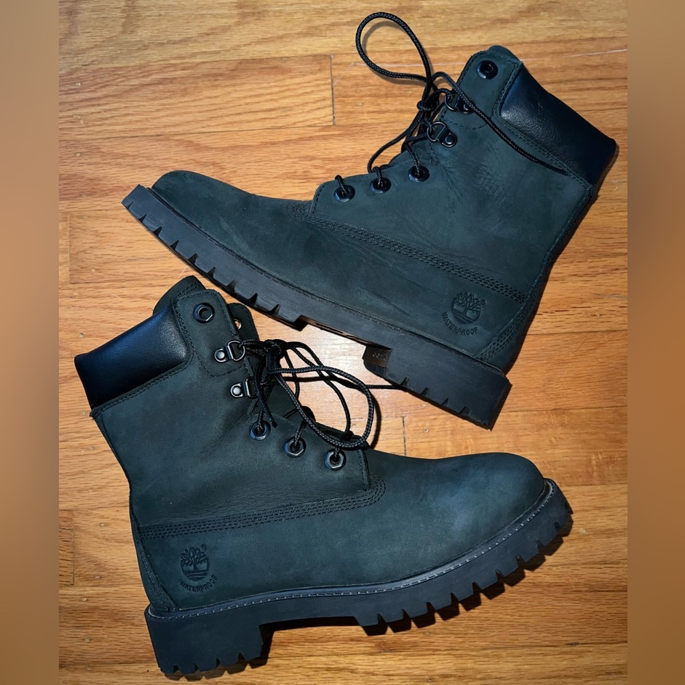 Timberland Youth Boys Waterproof 6 inch Black Lace Up Boots Sz 4 Wmns 5.5 EUC